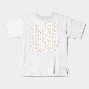 Taupe Minimal Leaves Pattern Kids T-Shirt